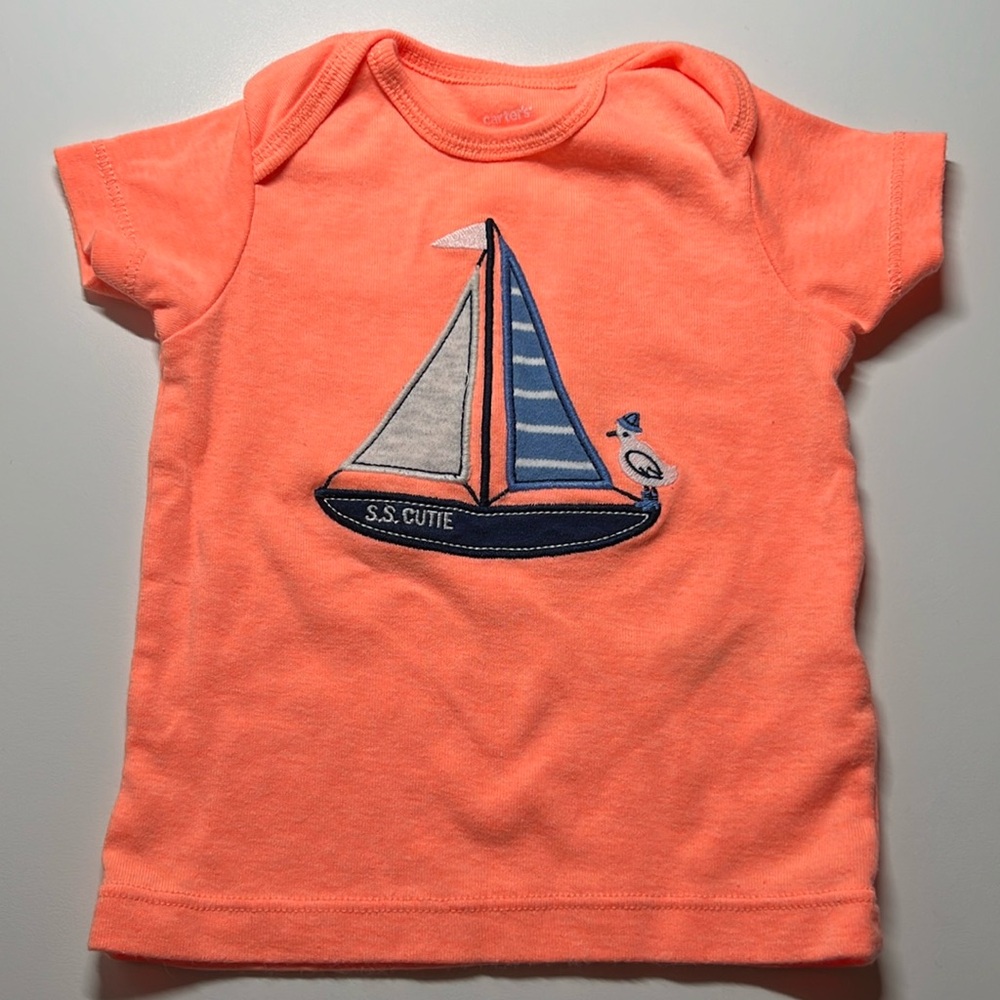 3 for $9 
NWOT Carter's sailboat short sleeve shirt, size 6M